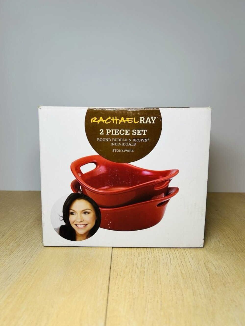 Rachel Ray 2-Piece Bubble & Brown Oven Round Bakeware Set Red